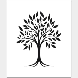 Elegant Deciduous Tree Silhouette Posters and Art